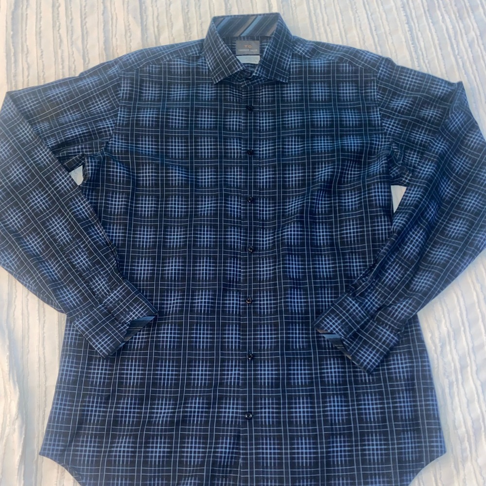 Blue patterned button up